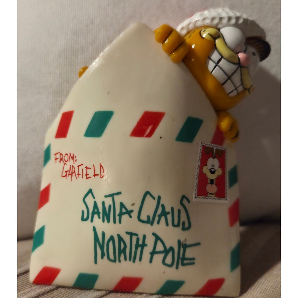 Vintage 1981 Garfield Santa Claus North‎ Pole Envelope Christmas Ornament Odie